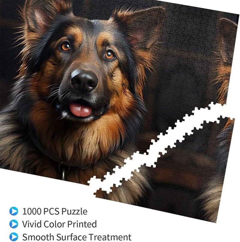 لغز بازل من 1000 قطعة لسلالة كلاب الراعي الألماني فايا للبالغين لتزيين المنزل مقاس 29.5 × 19.7 بوصة - Image 2